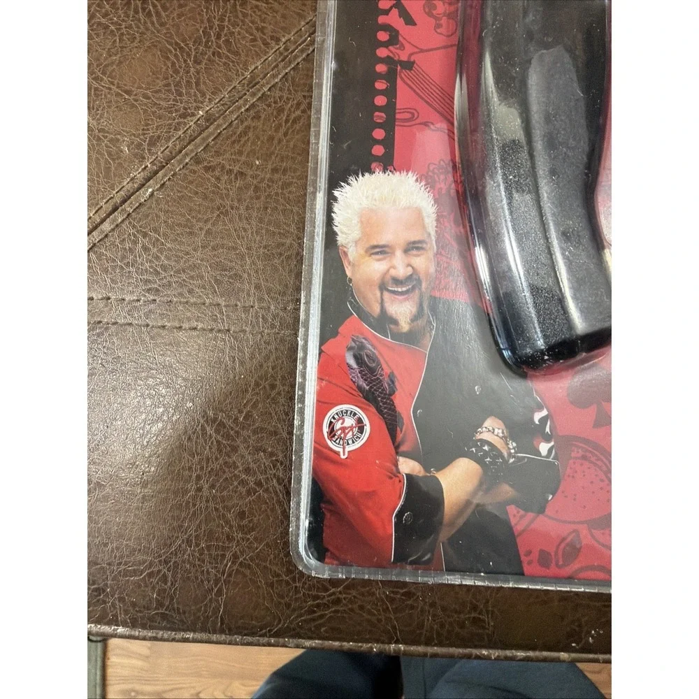 Guy Fieri Hand Held Double Blade Food Chopper Mezzaluna‎ Salad Herb Knife Black